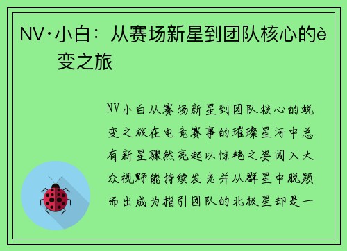 NV·小白：从赛场新星到团队核心的蜕变之旅